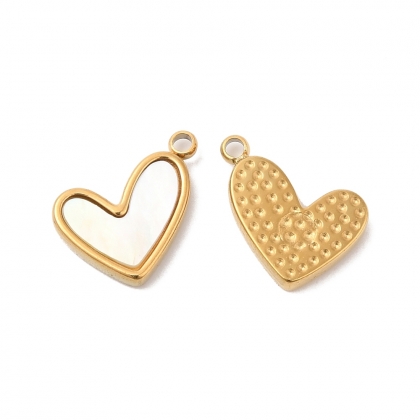 Heart Charm with Natural Shell