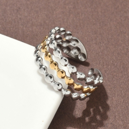 Textured Cuff Ring – Dual-Tone Finish