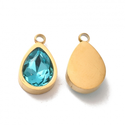 Turquoise teardrop crystal charm