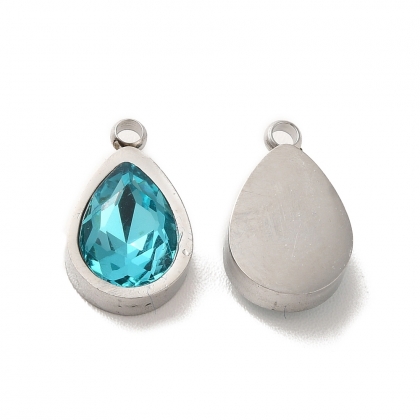 Turquoise teardrop crystal charm