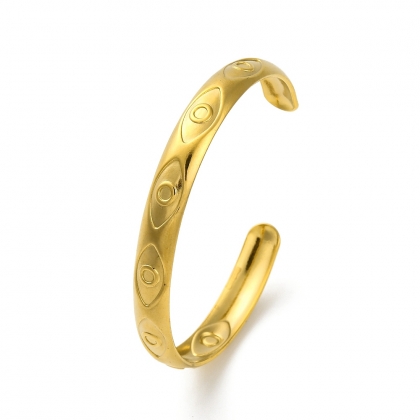 Cuff Bangle with Engraved Eye Pattern
