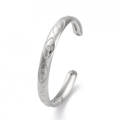 Cuff Bangle with Engraved Eye Pattern