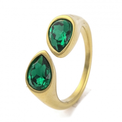 Teardrop Rhinestone Cuff Rings
