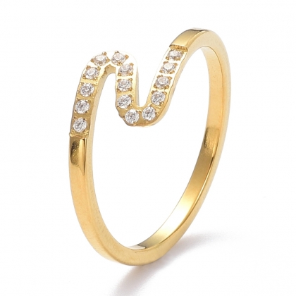 Zigzag Finger Ring with Crystal Rhinestones