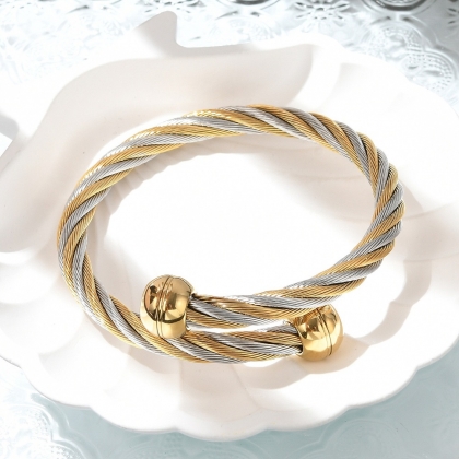 Twisted Harmony Two-Tone Bangle