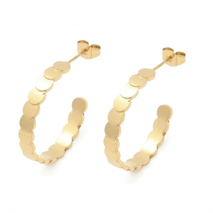 Glossy Hoop Earrings with Textured Circle Design