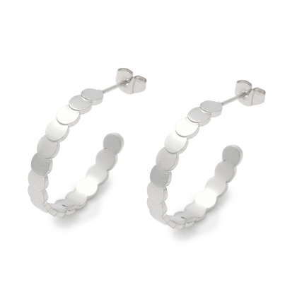 Glossy Hoop Earrings with Textured Circle Design