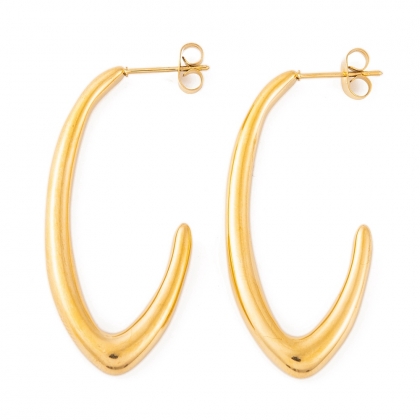Sculptural Gold-Tone Curved Earrings