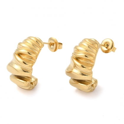 Sculpted Twist Hoop Stud Earrings