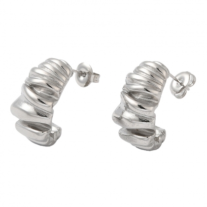 Sculpted Twist Hoop Stud Earrings