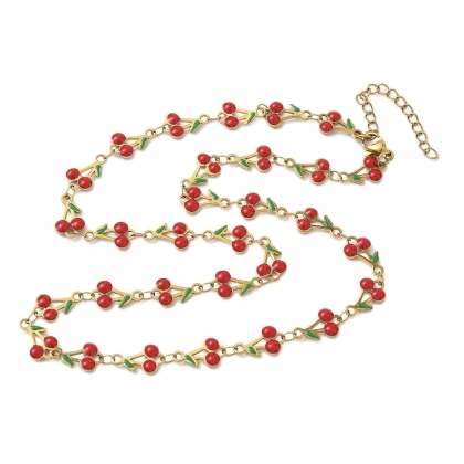 Cherry Delight Enamel Necklace