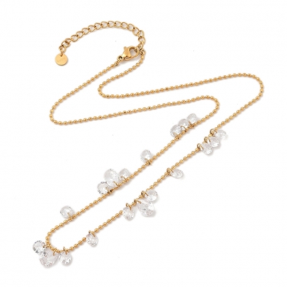 Crystal Teardrop Charm Necklace – Dainty Sparkle, Effortless Elegance