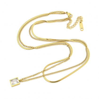 Clear Crystal Pendant Necklace