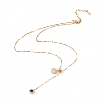 Dual Stone Y Necklace – Timeless Contrast, Effortlessly Elegant