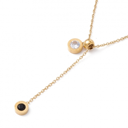 Dual Stone Y Necklace – Timeless Contrast, Effortlessly Elegant