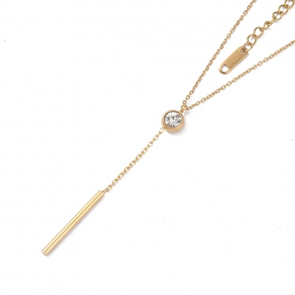 Crystal Drop Bar Necklace – Sleek, Minimal, and Radiantly Chic