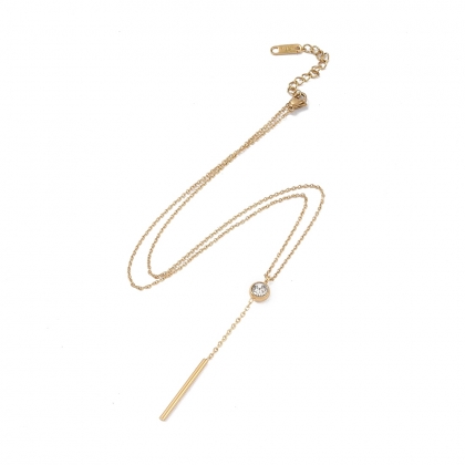 Crystal Drop Bar Necklace – Sleek, Minimal, and Radiantly Chic