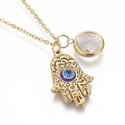 Hamsa Hand & Evil Eye Pendant Necklace