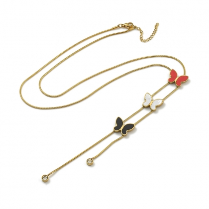 Multicolor Butterfly Shell Pendant Necklace