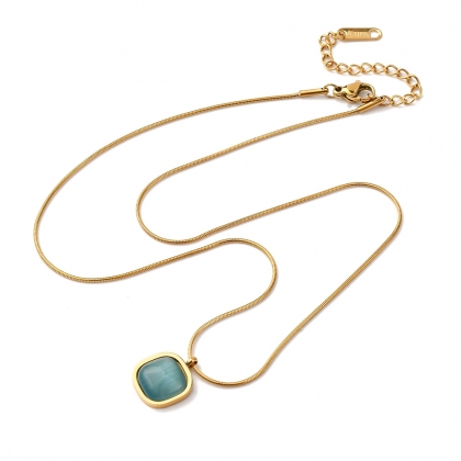 Square Pendant Necklace with Turquoise Resin