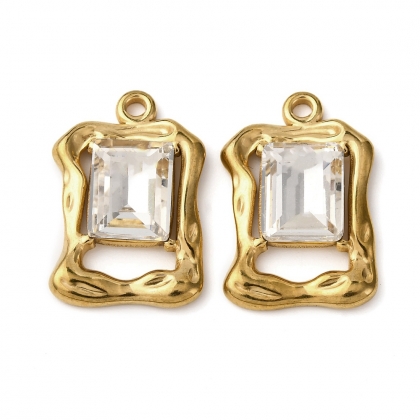 Elegant Crystal Frame Pendants – Shimmering Glass Stone in Artistic (1 pc)