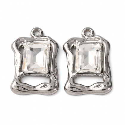 Elegant Crystal Frame Pendants – Shimmering Glass Stone in Artistic (1 pc)