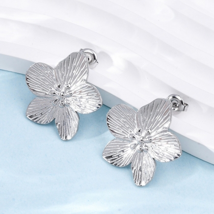 Elegant Floral Stud Earrings – with Textured Petals