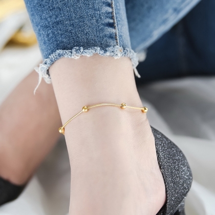 Elegant Ball Accent Golden Anklet