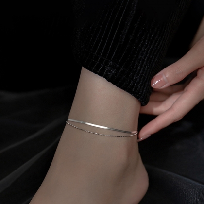 Elegant Double-Layer Rice Chain Anklet