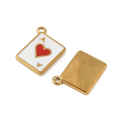 Ace of Hearts Enamel Pendant