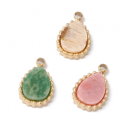 Natural Stone Teardrop Charms