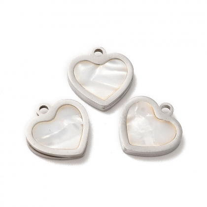 Mother of Pearl Heart Charms (1pc)