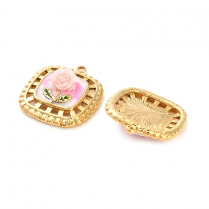 Pink Rose Frame Pendant