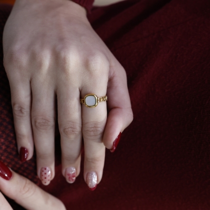 Square Chain Adjustable Cuff Ring