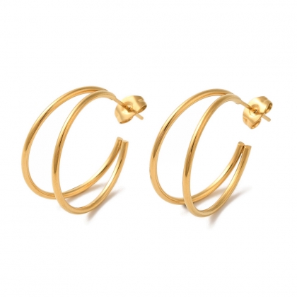 Double Hoop Stud Earrings