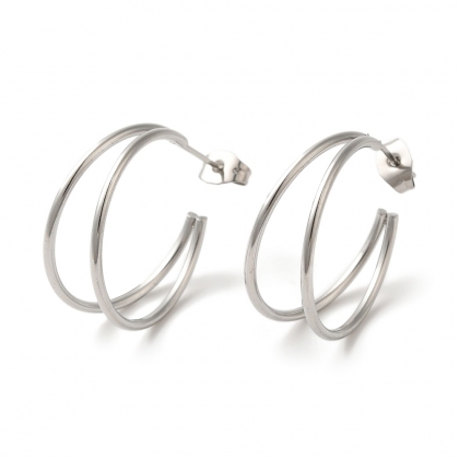 Double Hoop Stud Earrings