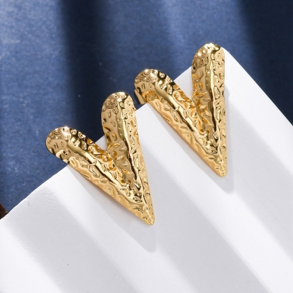 Textured Heart Stud Earrings