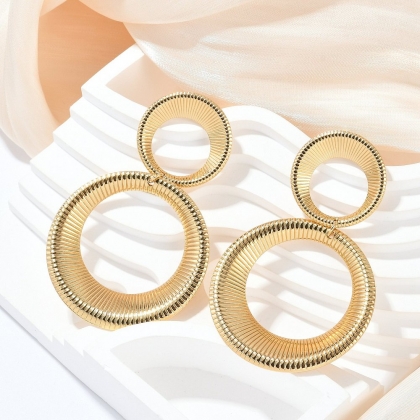 Stud Earrings, Double Ring Statement Design