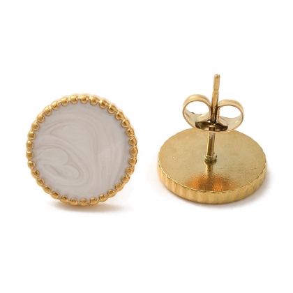 Classic Round Marbled Stud Earrings