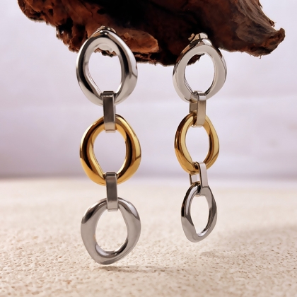 Double oval link stud earrings