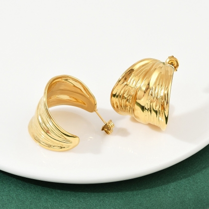 Wave-Inspired Textured Hoop Earrings