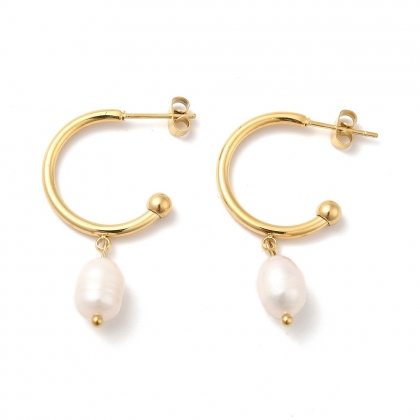 Hoop Earrings with Freshwater Pearl