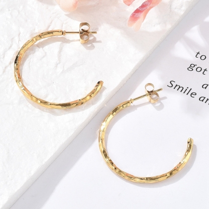 Hammered Textured Hoop Earrings