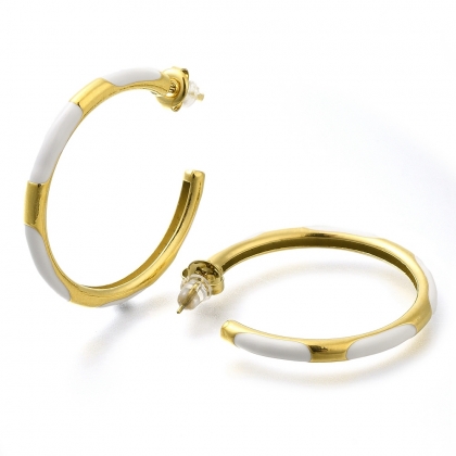 Enamel Hoop Stud Earrings