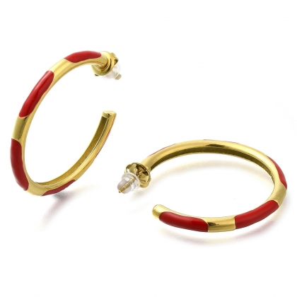 Enamel Hoop Stud Earrings