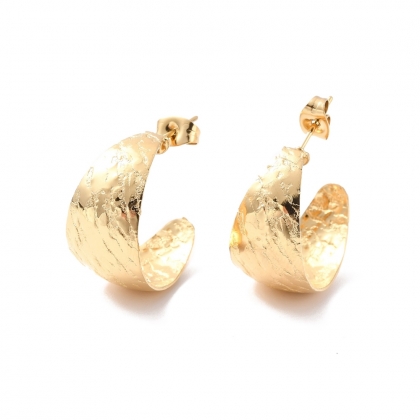 Textured Wide Hoop Stud Earrings