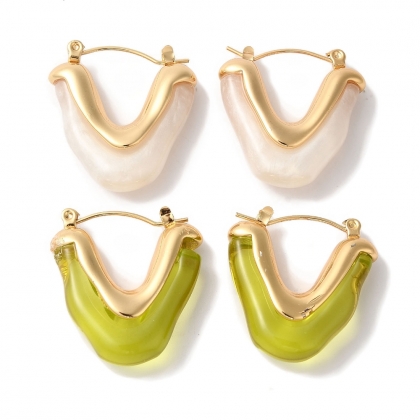 V-Shaped Resin Hoop Earrings