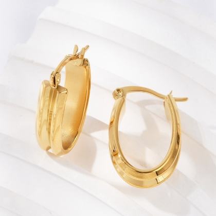 Oval Hoop Stud Earrings