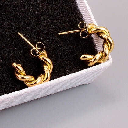 Twist Hoop-Style Stud Earrings