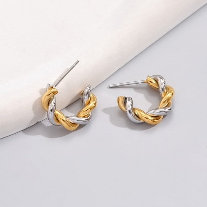 Twist Hoop-Style Stud Earrings